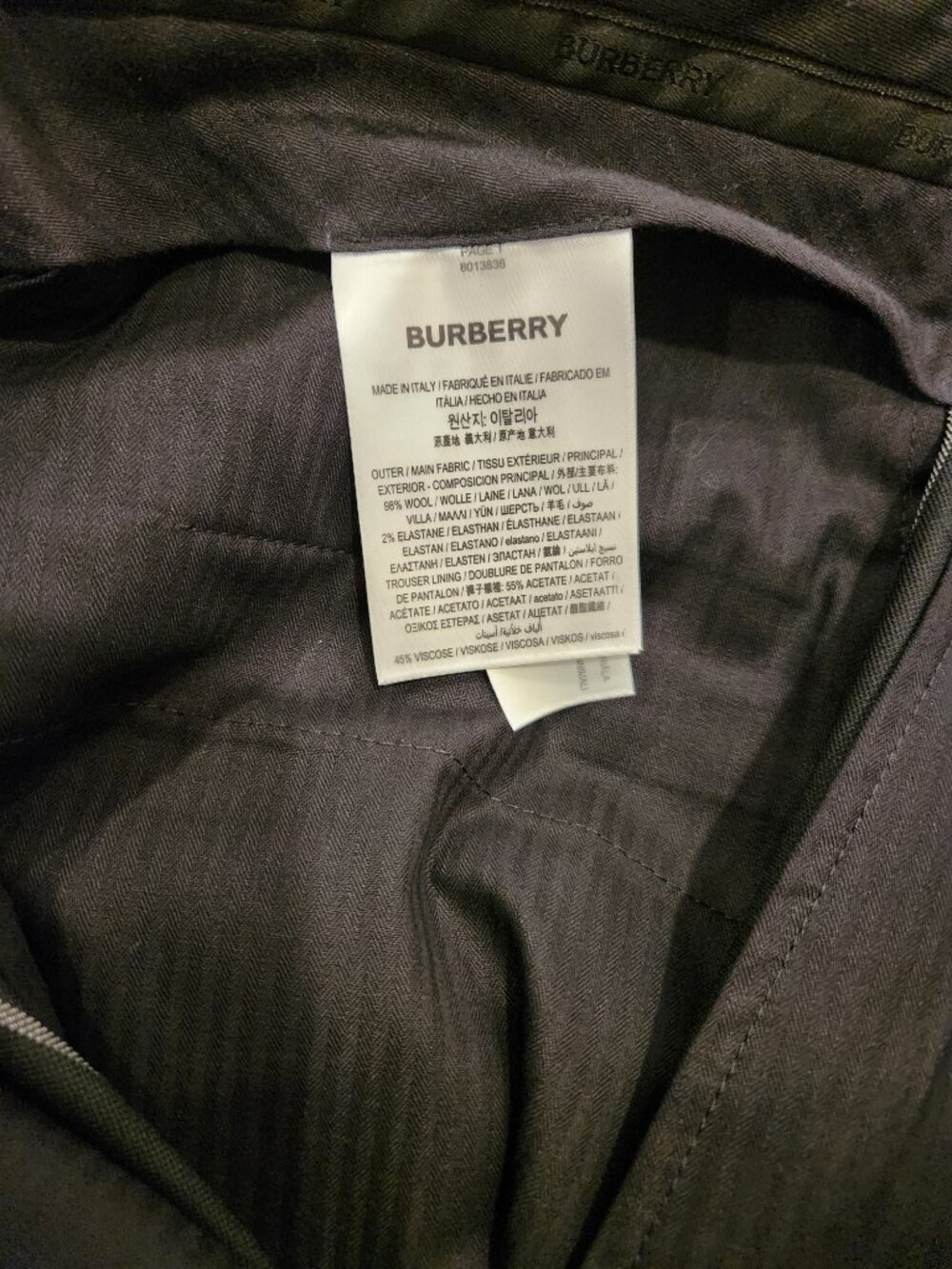 BURBERRY Italy 52 / US 36 Black Stretch Wool Pinstripe Trousers Pants New - Picture 4 of 4